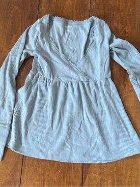 Hollister Light Blue Long Sleeve Wrap Top